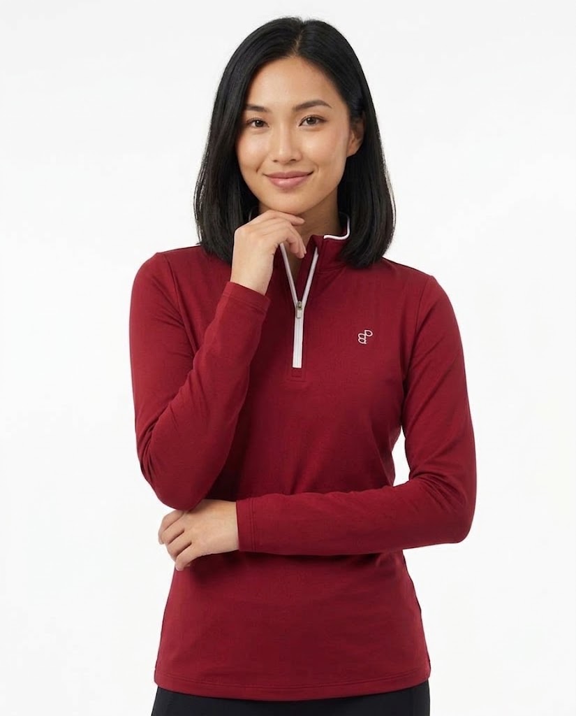 女裝汗布半開筒拉鏈長袖衫