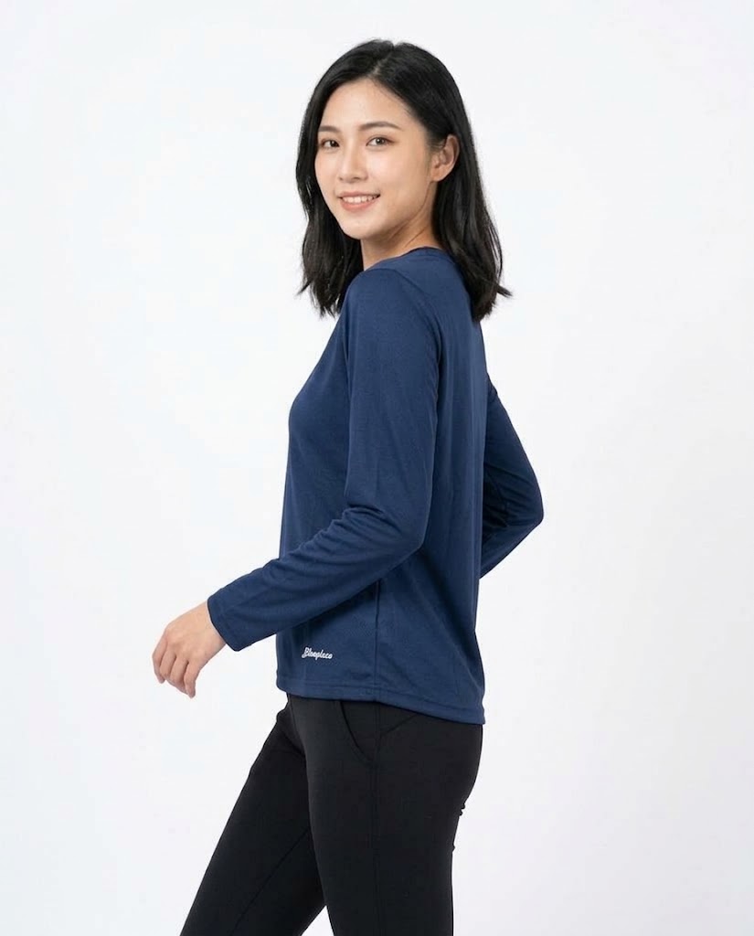 女裝【吸濕排汗】功能性圓領長袖上衣｜輕量透氣運動速乾長袖運動衫