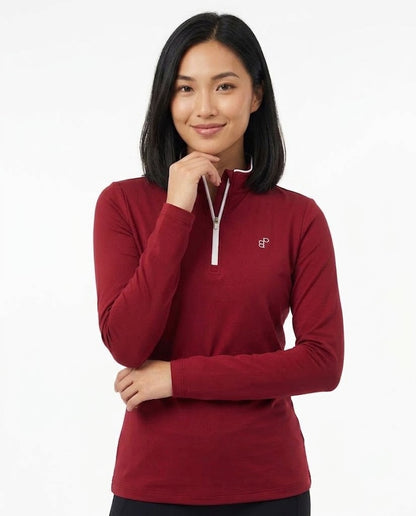 女裝汗布半開筒拉鏈長袖衫