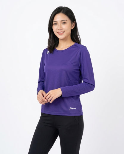 女裝【吸濕排汗】功能性圓領長袖上衣｜輕量透氣運動速乾長袖運動衫