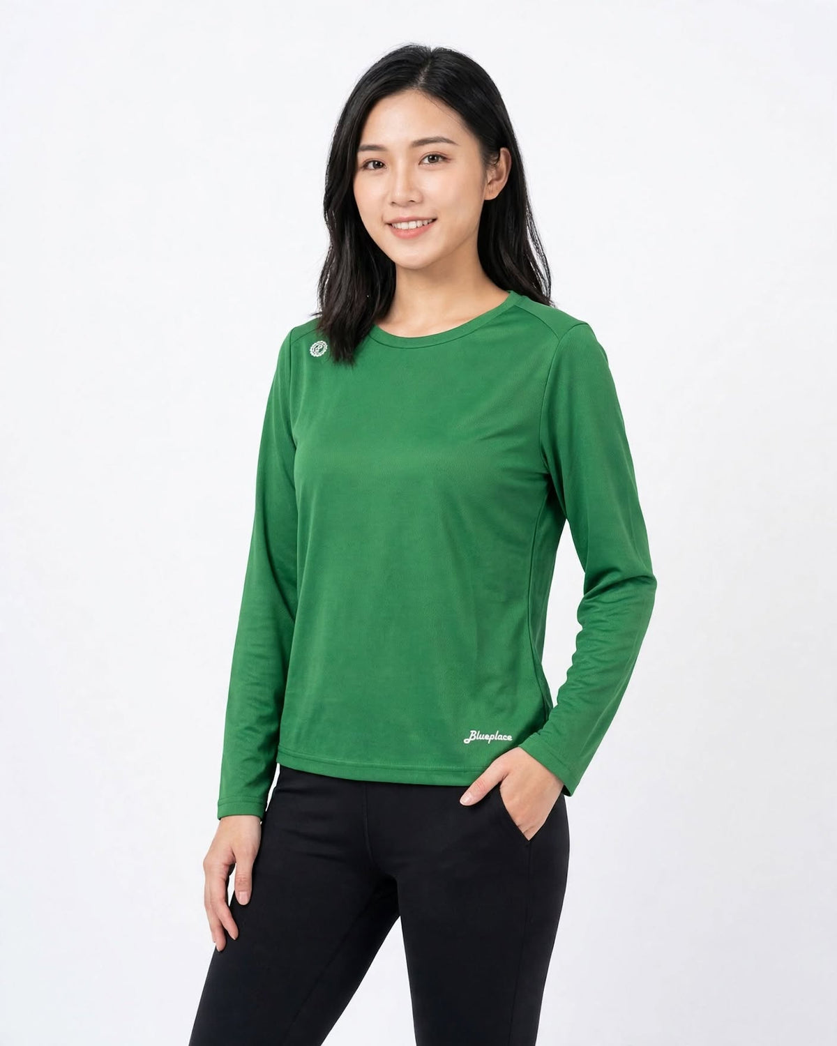 女裝【吸濕排汗】功能性圓領長袖上衣｜輕量透氣運動速乾長袖運動衫
