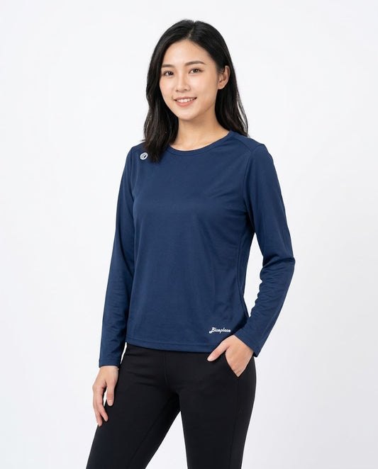女裝【吸濕排汗】功能性圓領長袖上衣｜輕量透氣運動速乾長袖運動衫
