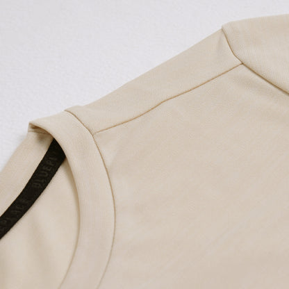 Women's Coffee Yarn Short Sleeve T-Shirt With Small Logo 