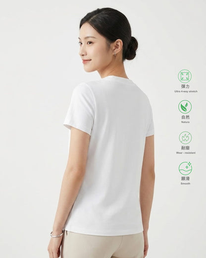 女裝 40G 精梳棉彈力順滑 V 領短袖 T 恤