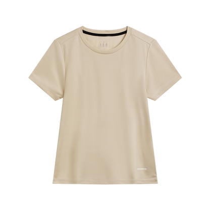 Women's Coffee Yarn Short Sleeve T-Shirt With Small Logo 