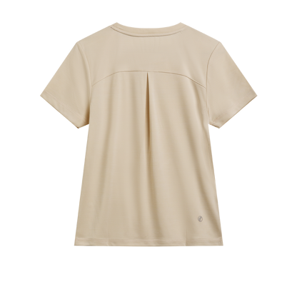 Women's Coffee Yarn Short Sleeve T-Shirt With Small Logo 