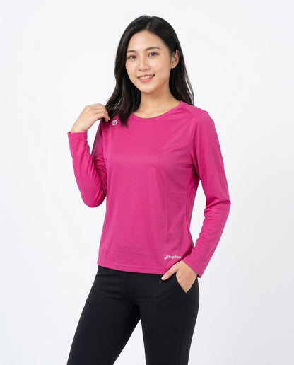 女裝【吸濕排汗】功能性圓領長袖上衣｜輕量透氣運動速乾長袖運動衫